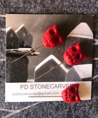 pd stone carving owl pins